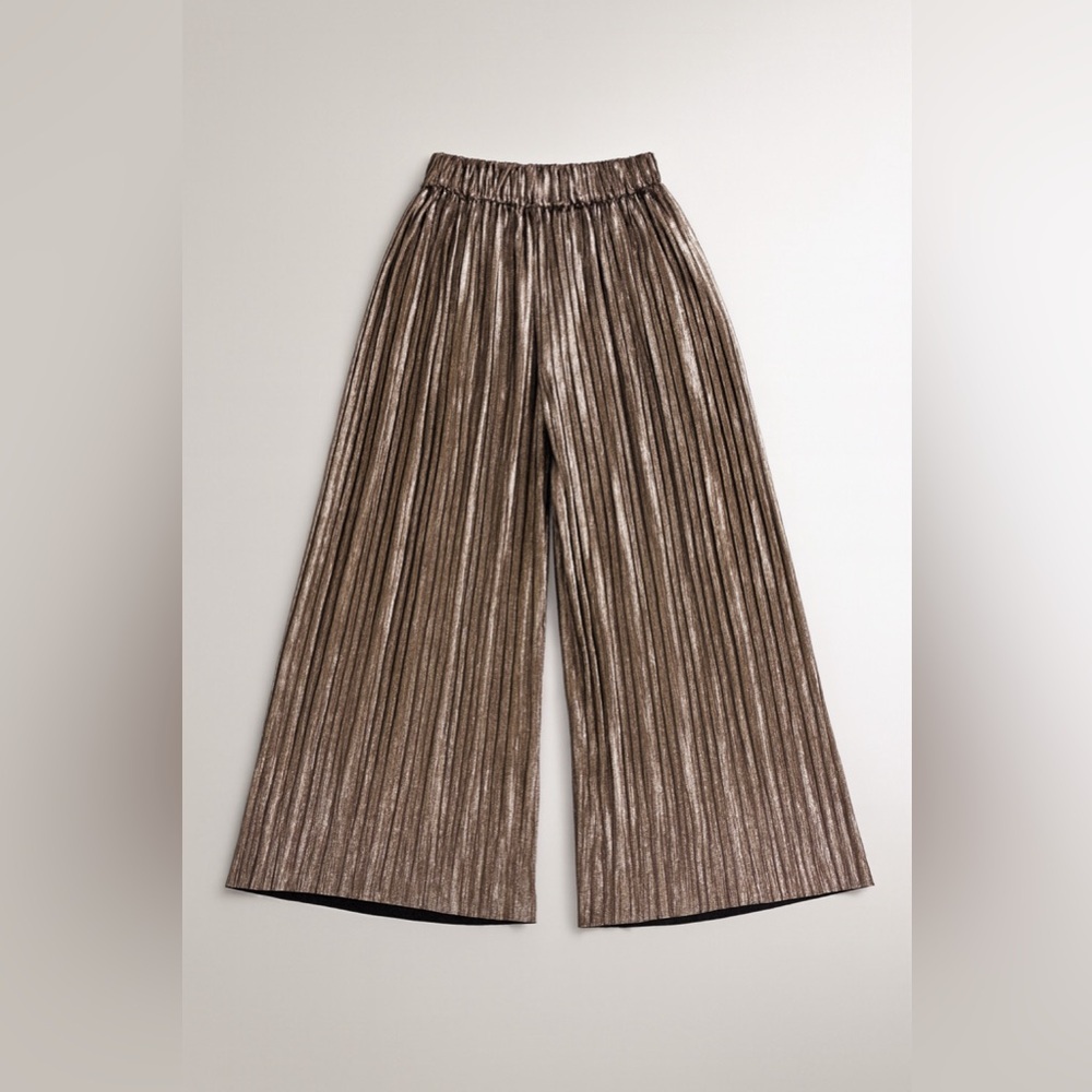 Zara Metallic Gold Wide-Leg Pants - Picture 2 of 3